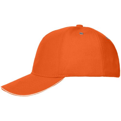 Бейсболка Classic, оранжевая с белым кантом 9