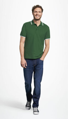 Рубашка поло мужская с контрастной отделкой Practice 270, зелены 4