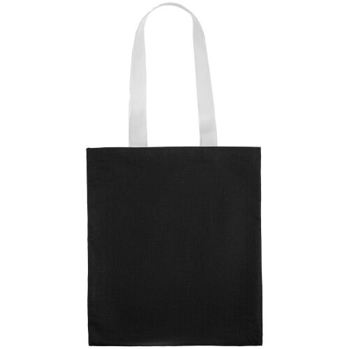 Холщовая сумка BrighTone, черная с белыми ручками 3