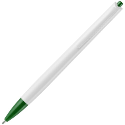 Ручка шариковая Tick, белая с зеленым 3