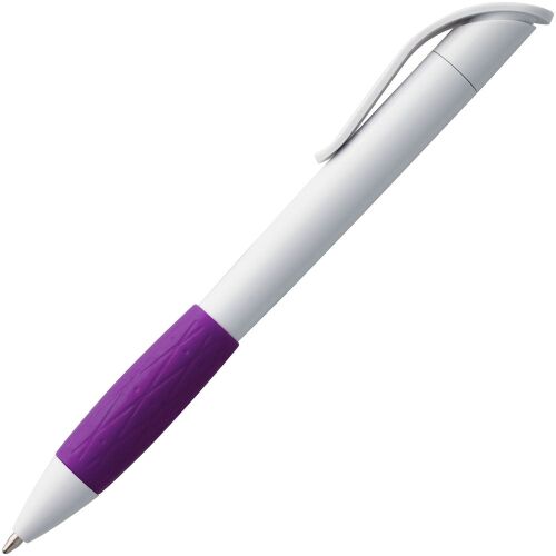Ручка шариковая Grip, белая с фиолетовым 2