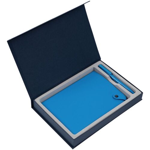 Коробка Silk с ложементом под ежедневник 15х21 и ручку, синяя 3