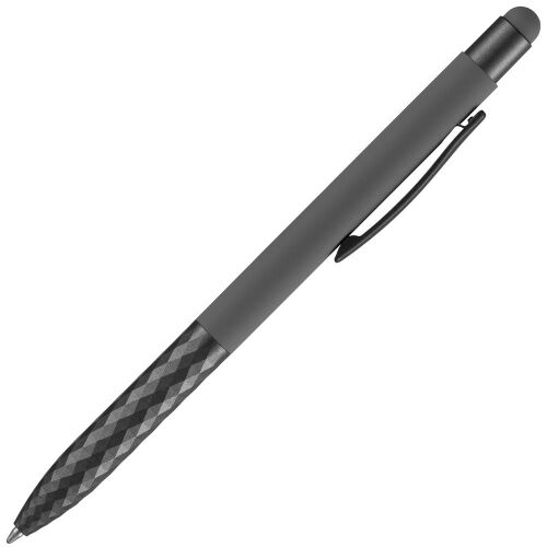 Ручка шариковая Digit Soft Touch со стилусом, серая 3