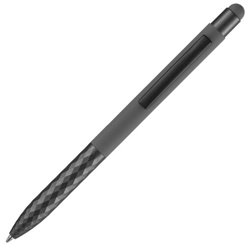 Ручка шариковая Digit Soft Touch со стилусом, серая 4