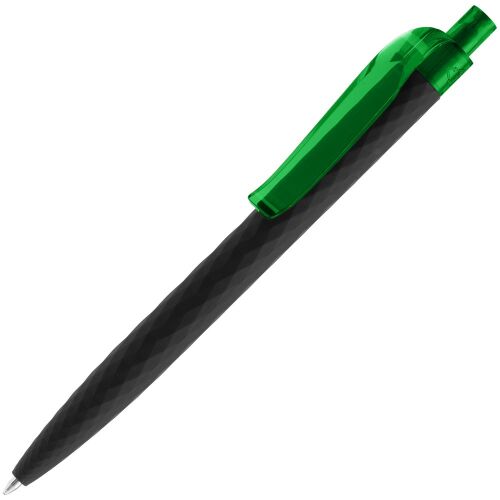 Ручка шариковая Prodir QS01 PRT-P Soft Touch, черная с зеленым 1