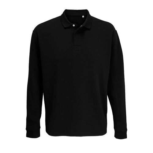 Рубашка поло оверсайз с длинным рукавом Heritage, черная, размер 1