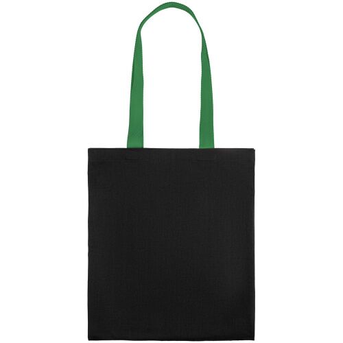Холщовая сумка BrighTone, черная с зелеными ручками 3