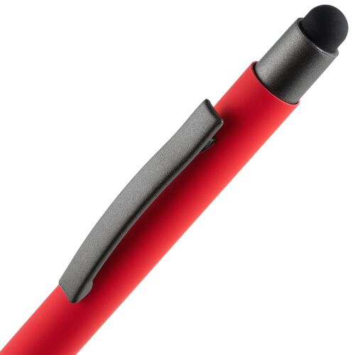 Ручка шариковая Atento Soft Touch со стилусом, красная 4