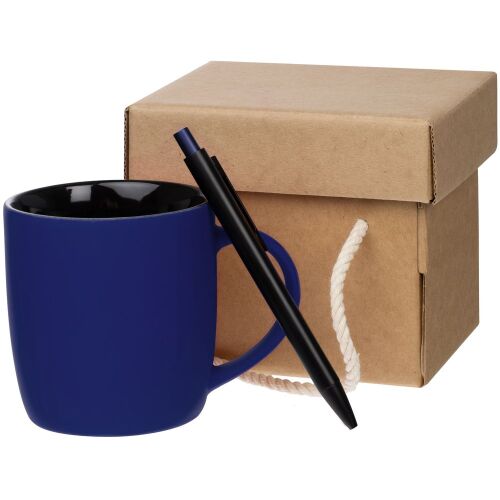 Набор Color Block: кружка и ручка, синий с черный 1