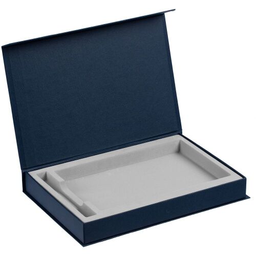 Коробка Silk с ложементом под ежедневник 13x21 см и ручку, синяя 2