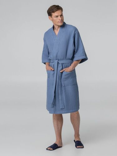 Халат вафельный мужской Boho Kimono, синий, размер XL (52-54) 4