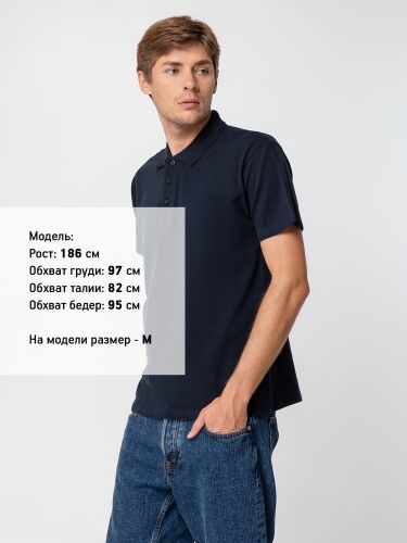 Рубашка поло мужская Summer 170 темно-синяя (navy), размер S 4
