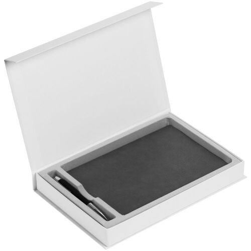 Коробка Silk с ложементом под ежедневник 15х21 см и ручку, белая 3