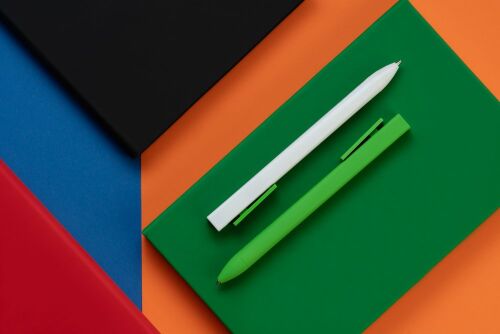 Ручка шариковая Swiper SQ, белая с зеленым 6