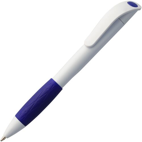 Ручка шариковая Grip, белая (молочная) с синим 1