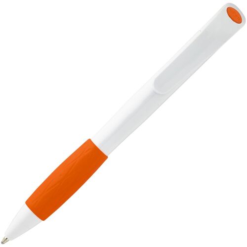 Ручка шариковая Grip, белая с оранжевым 3