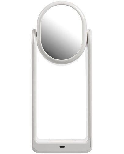 Настольная лампа с зеркалом и беспроводной зарядкой Tyro, белая 3