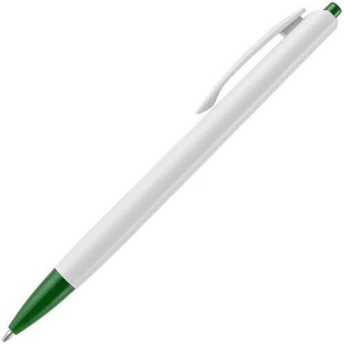 Ручка шариковая Tick, белая с зеленым 2