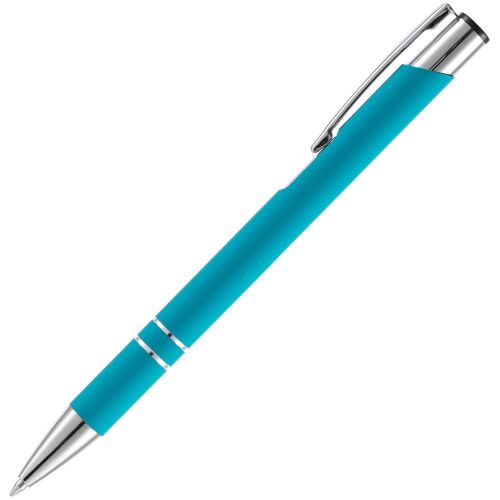 Ручка шариковая Keskus Soft Touch, бирюзовая 2