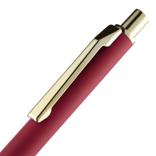 Ручка шариковая Lobby Soft Touch Gold, красная 5