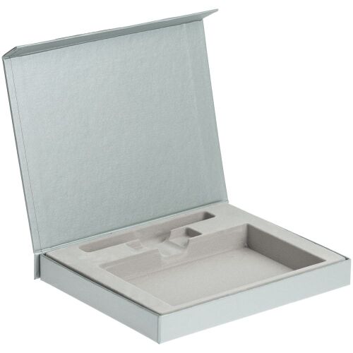 Коробка Memo Pad для блокнота, флешки и ручки, серебристая 1