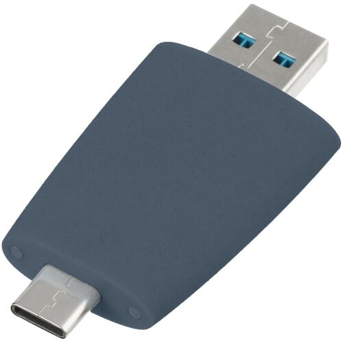 Флешка Pebble Type-C, USB 3.0, серо-синяя, 16 Гб 3