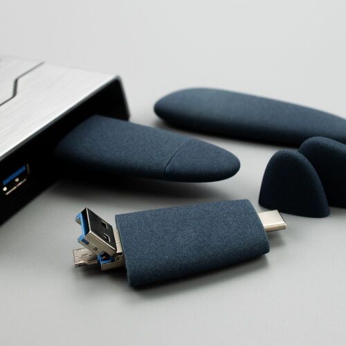 Флешка Pebble Universal, USB 3.0, серо-синяя, 32 Гб 3