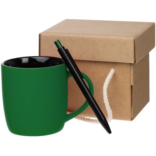 Набор Color Block: кружка и ручка, зеленый с черным 1