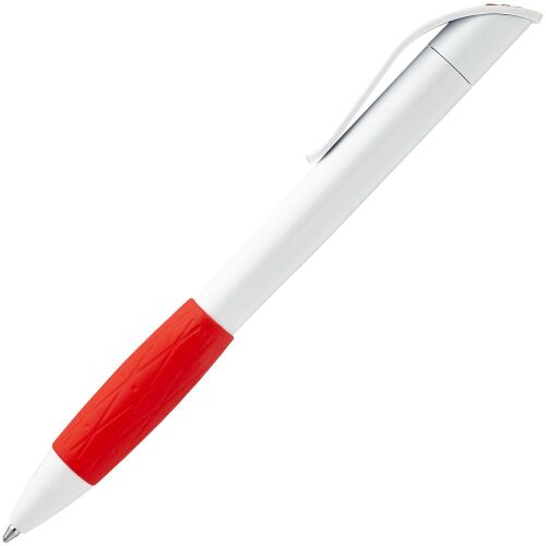 Ручка шариковая Grip, белая с красным 2