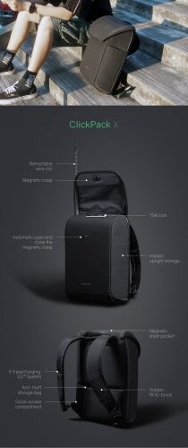 Рюкзак ClickPack X 45х32х15,5 см, с клапаном, черный 1