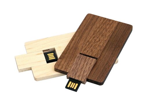 USB 2.0- флешка на 32 Гб в виде деревянной карточки с выдвижным  4
