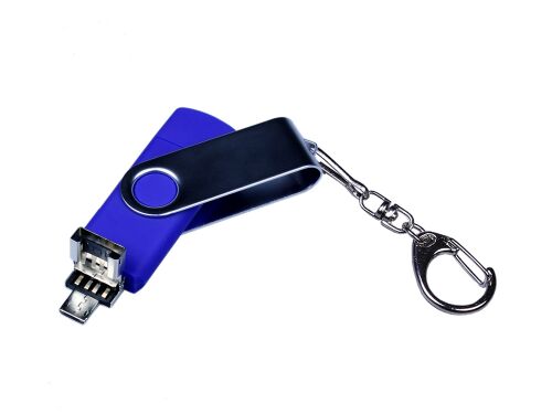 USB 2.0/micro USB/Type-C- флешка на 64 Гб c поворотным механизмо 3