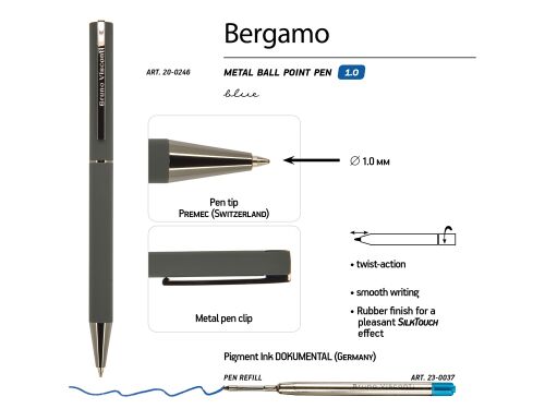 Ручка металлическая шариковая «Bergamo» 3