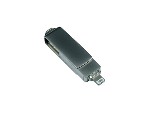 USB 3.0/micro USB/Lightning- флешка на 64 Гб с поворотным механи 2