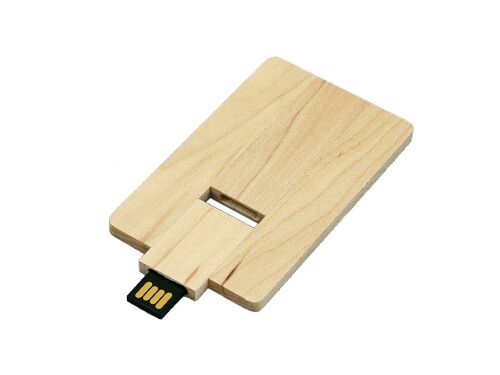 USB 2.0- флешка на 16 Гб в виде деревянной карточки с выдвижным  2