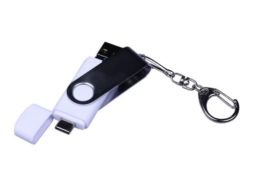 USB 2.0/micro USB/Type-C- флешка на 32 Гб c поворотным механизмо 4