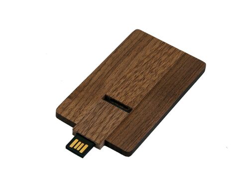 USB 2.0- флешка на 64 Гб в виде деревянной карточки с выдвижным  2