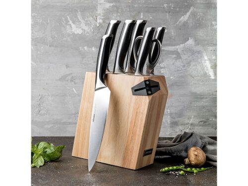 Набор из 5 кухонных ножей, ножниц и блока для ножей с ножеточкой 6