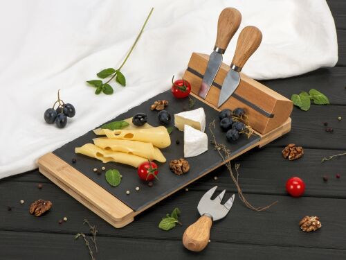 Набор для сыра из бамбука и сланца «Taleggio» 6