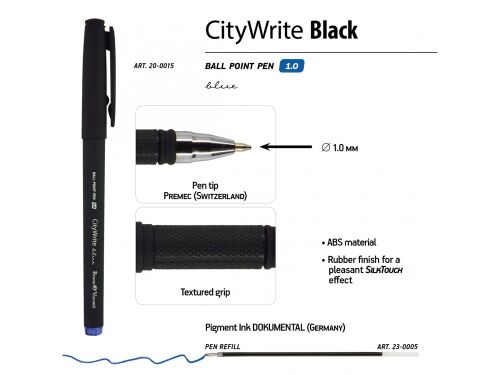 Ручка пластиковая шариковая «CityWrite Black» 3