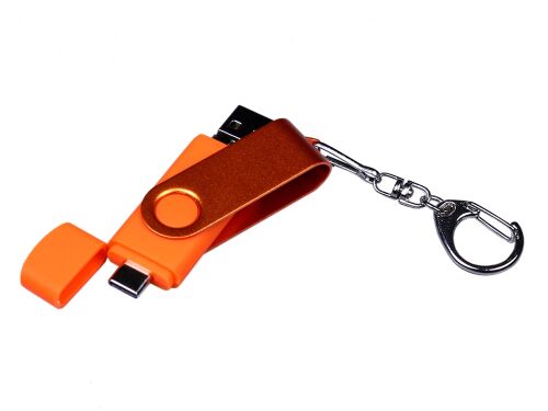 USB 2.0/micro USB/Type-С- флешка на 16 Гб 3-в-1 с поворотным мех 4