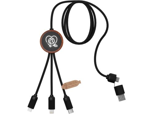 Зарядный кабель 3 в 1 со светящимся логотипом и округлым бамбуко 8