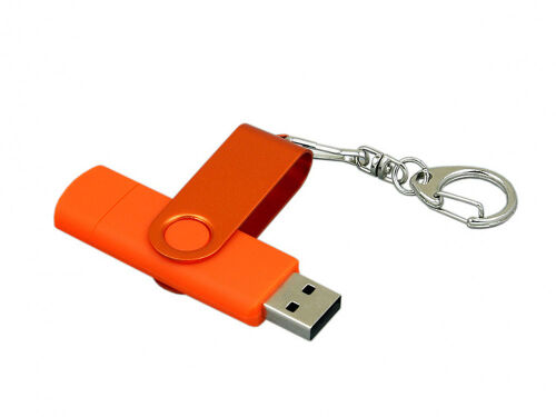 USB 2.0- флешка на 64 Гб с поворотным механизмом и дополнительны 3