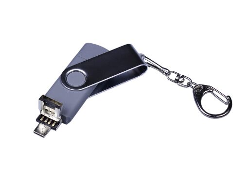 USB 2.0/micro USB/Type-C- флешка на 32 Гб c поворотным механизмо 3