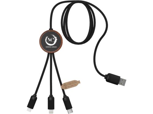 Зарядный кабель 3 в 1 со светящимся логотипом и округлым бамбуко 7