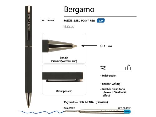 Ручка металлическая шариковая «Bergamo» 3