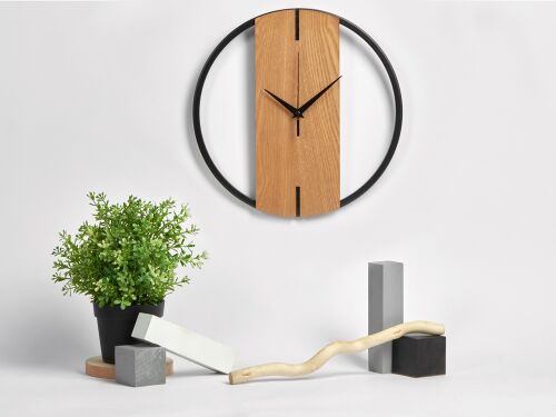 Деревянные часы с металлическим ободом «Time Wheel» 6