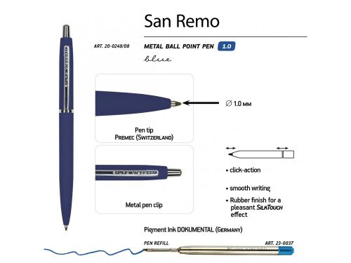 Ручка металлическая шариковая «San Remo», софт тач 3