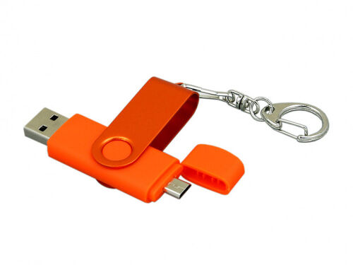 USB 2.0- флешка на 64 Гб с поворотным механизмом и дополнительны 2