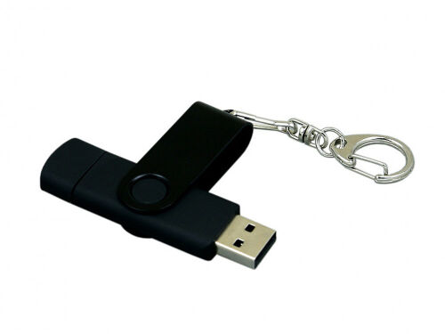 USB 2.0- флешка на 64 Гб с поворотным механизмом и дополнительны 3